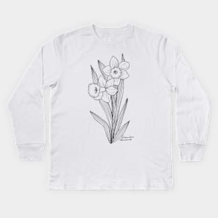 December's Birth Flower - Narcissus Kids Long Sleeve T-Shirt